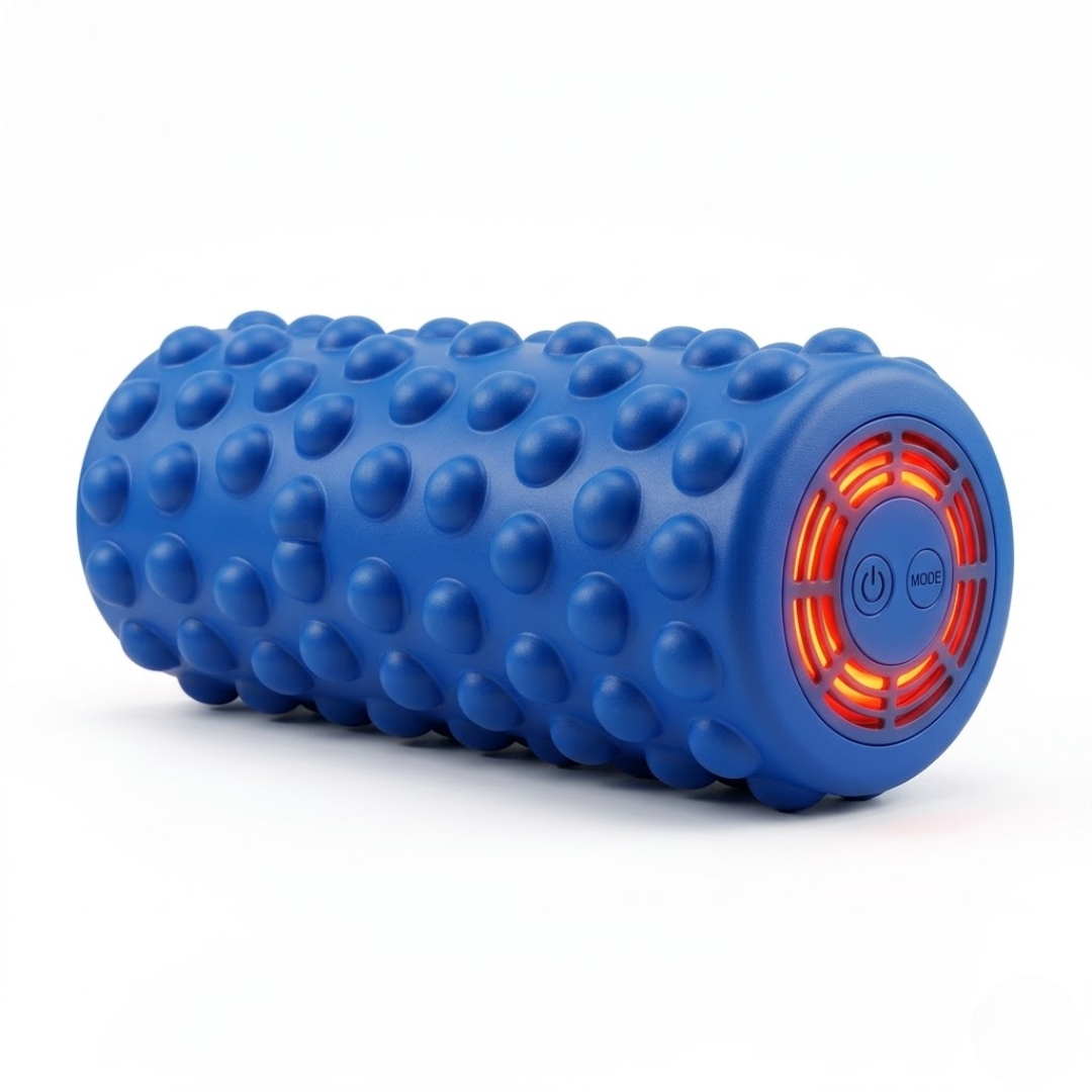 Heated Foam Roller Heat Vibration Bump Node Massager Cobalt Blue USB-C
