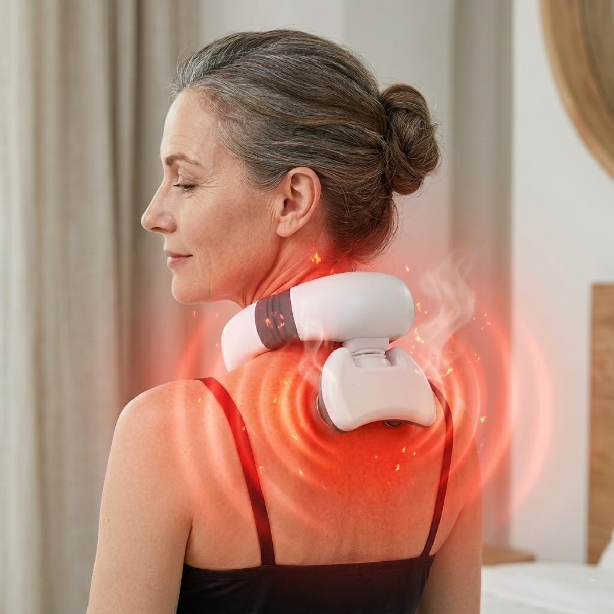 Portable Neck Massager with Adjustable Heat – Foldable Neck Wrap, Multi-Mode Shoulder Relief , USB Desk & Travel Massager, Lightweight
