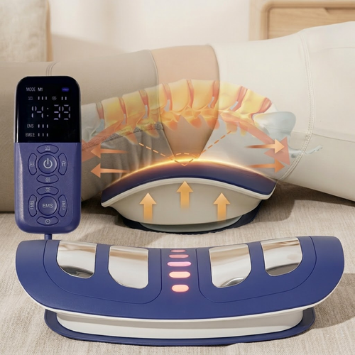 Back Massager Cushion with EMS & Infrared Heat – 4 Kneading Heads, LCD Remote, Multi-Mode , Lumbar Massage Pad for Chair Waist Hip Leg Foot Relief
