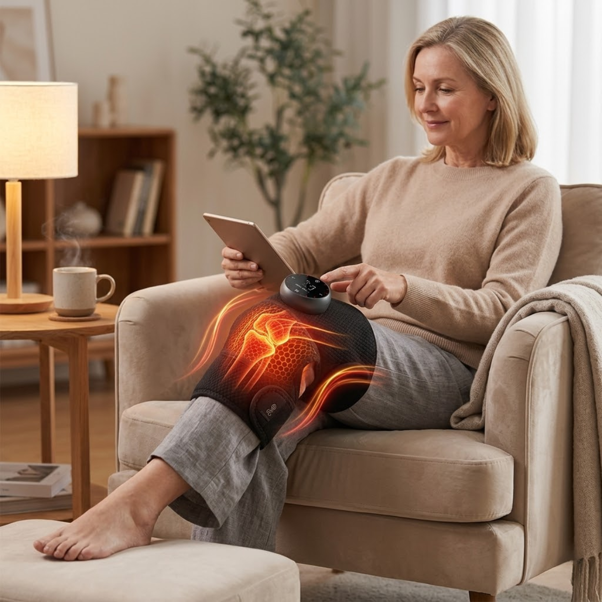 Heated Knee Massager Wrap – 5 Heat Settings 40–60°C, 5 Massage Modes, Rechargeable , Electric Vibration Brace for Knee & Shoulder Warmth