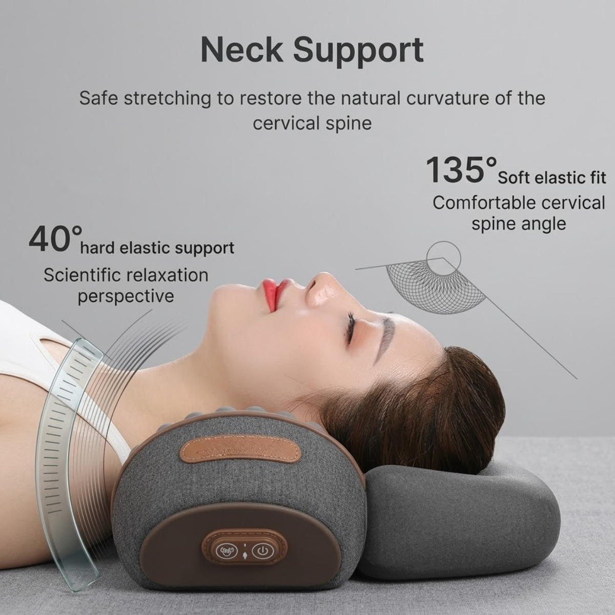 Neck Massager Pillow with Heat – 3-in-1 Cervical Traction, Vibration & Thermal Therapy for Neck Pain, Memory Foam Support, Home Office