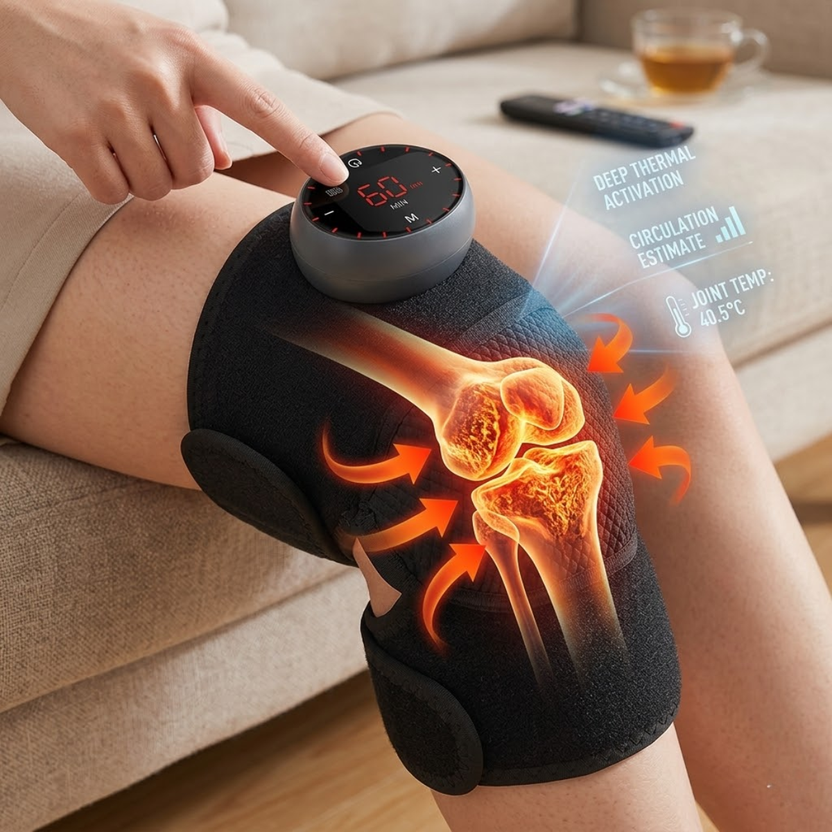 Heated Knee Massager Wrap – 5 Heat Settings 40–60°C, 5 Massage Modes, Rechargeable , Electric Vibration Brace for Knee & Shoulder Warmth