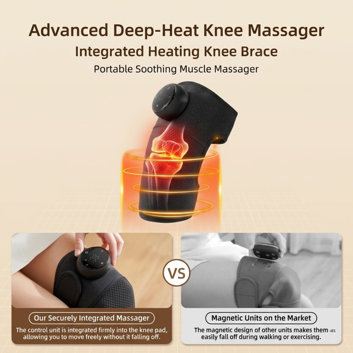 Heated Knee Massager Wrap – 5 Heat Settings 40–60°C, 5 Massage Modes, Rechargeable , Electric Vibration Brace for Knee & Shoulder Warmth