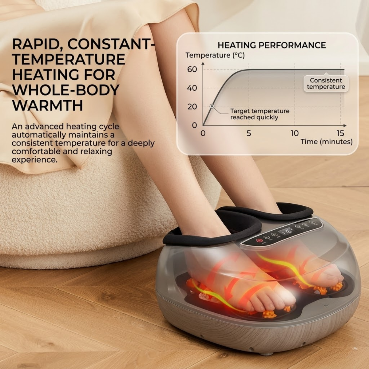 Foot & Legs Massager with Heat and Air Compression – Full Leg Coverage Kneading & Vibration, 6 Modes, Adjustable Intensity, Remote Control
