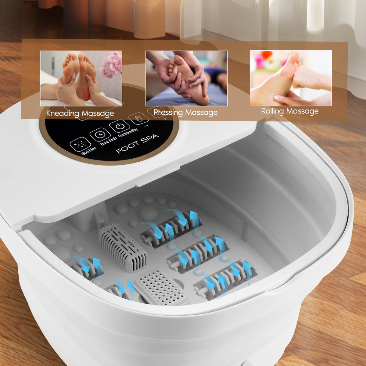 Electric Foot Spa Bath with Heat & Massage – Bubble Rollers, Deep Basin, Temperature Control